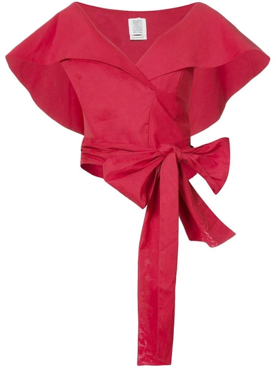 Shop Rosie Assoulin Geometric Wrap Cropped Top