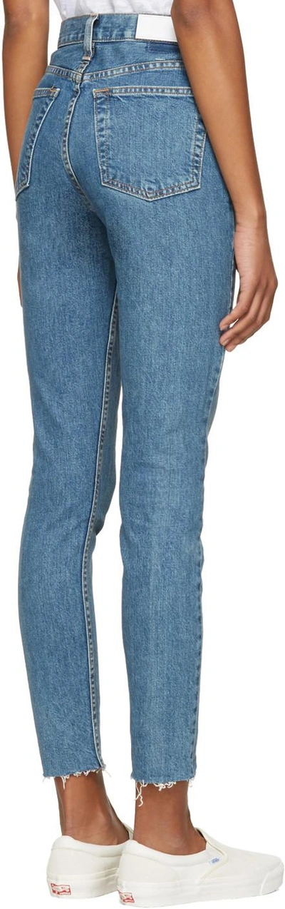 Shop Re/done Blue Originals High-rise Ankle Crop Stretch Jeans In Medium Vain