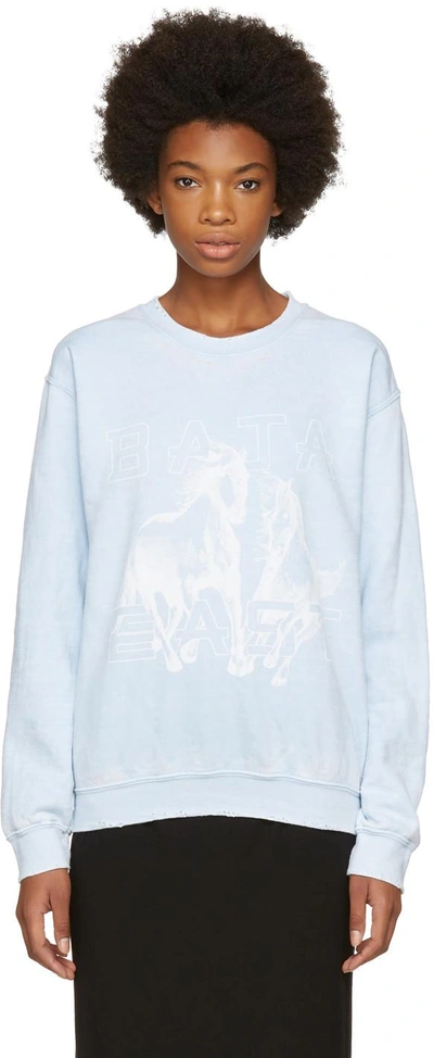 Shop Baja East Blue Horses Sweatshirt In 0700 Cove