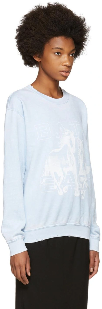 Shop Baja East Blue Horses Sweatshirt In 0700 Cove