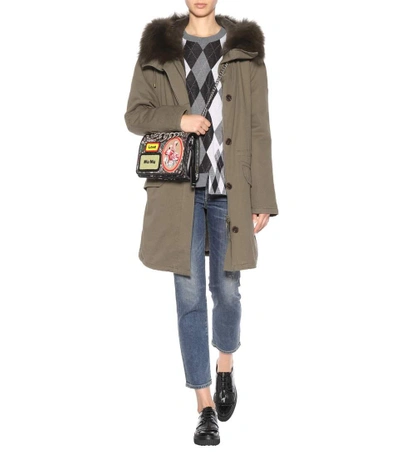 Shop Yves Salomon Fur-trimmed Coat In Hueter Greee