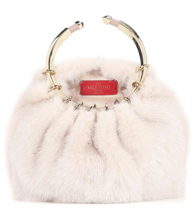 Valentino Garavani Bebop Loop Mink Fur Top-handle Bag In Pink