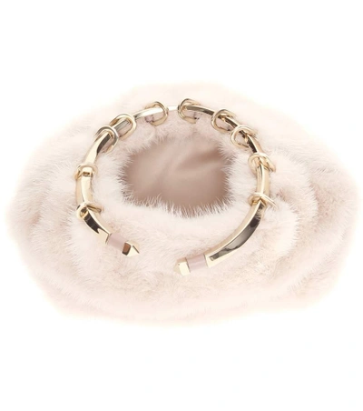 Shop Valentino Bebop Loop Mink Fur Clutch In Pink