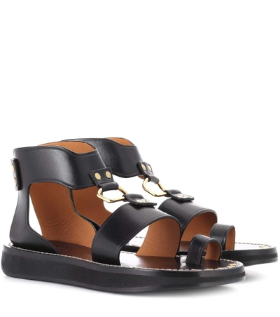 Shop Isabel Marant Nindle Leather Sandals In Black