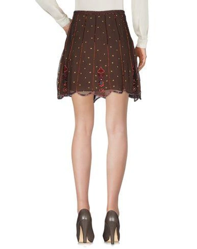 Shop Intropia Knee Length Skirt In Dark Brown