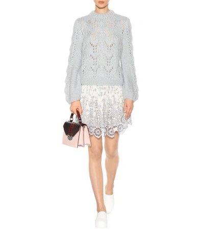 Shop Ganni Emile Lace Skirt In White