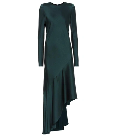 Shop Haider Ackermann Long-sleeved Satin Dress In Greee