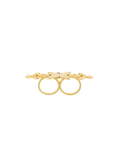 Shop Charlotte Valkeniers Double Star Ring - Metallic