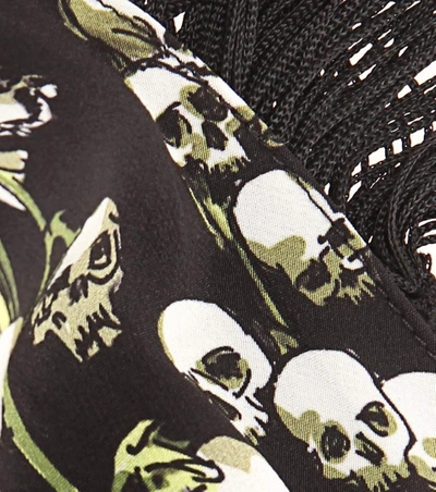 Shop Rockins Skull-printed Silk Scarf In Llack