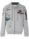 VALENTINO VALENTINO PATCH ZIP HOODIE - GREY,NV3MF06R4FW12221548