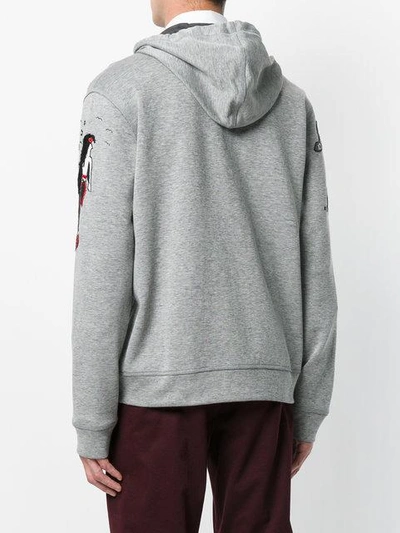 Shop Valentino Patch Zip Hoodie - Grey