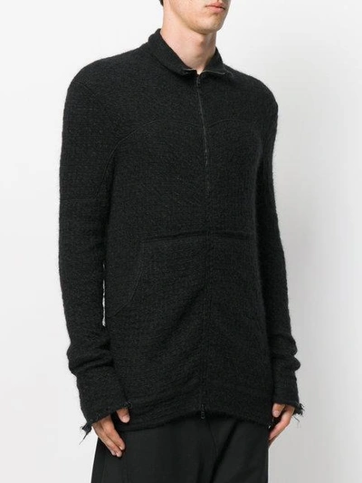 Shop Lost & Found Zipped Knitted Cardigan In Black