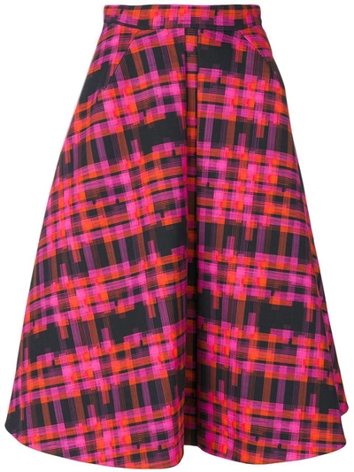 Delpozo Tartan Pattern Full Skirt