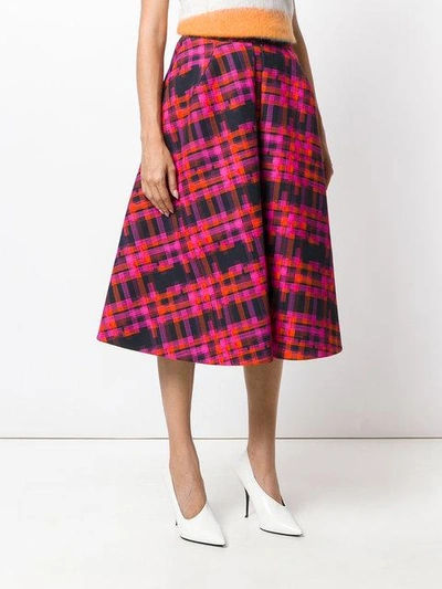 Shop Delpozo Tartan Pattern Full Skirt