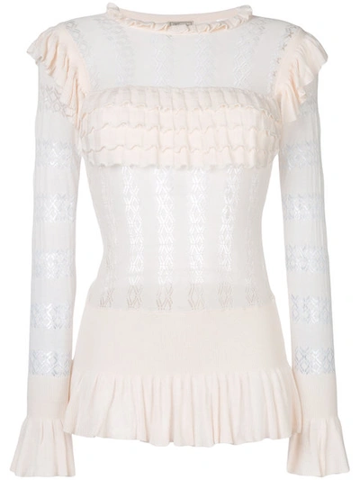Shop Temperley London Cypre Pointelle Frill Top
