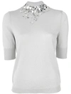 DELPOZO sequinned neck knitted blouse,317300230612192295