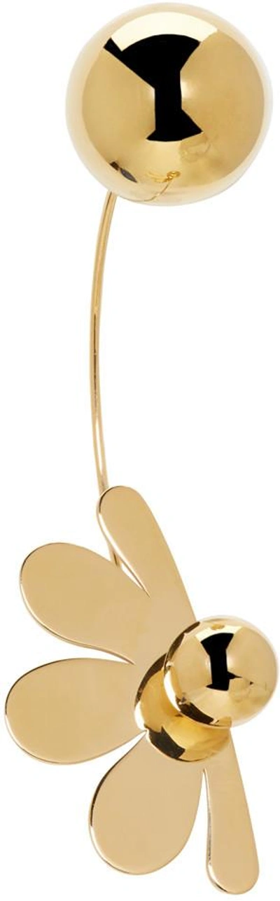 Shop Simone Rocha Gold Double Ball Flower Earring In 0905 Gold