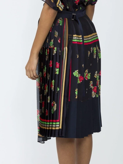 Shop Sacai Pleated Floral Wrap Skirt