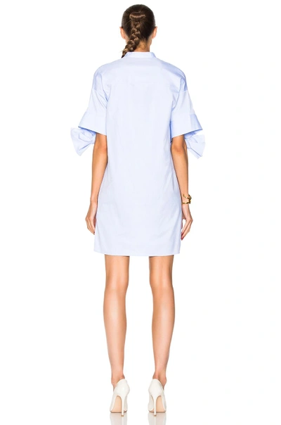 Shop Victoria Victoria Beckham Bow Sleeve Shift Dress In Blue. In Oxford Blue