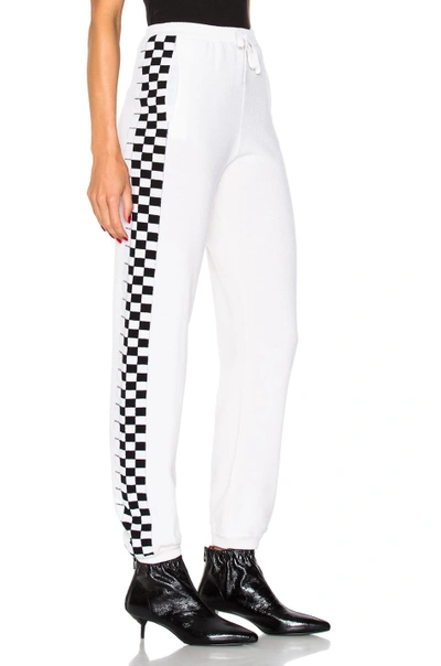 Shop Stella Mccartney Checker Side Stripe Pants In Ivory & Black
