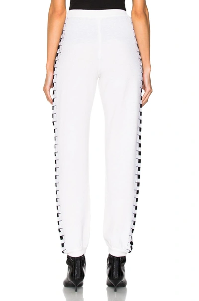 Shop Stella Mccartney Checker Side Stripe Pants In Ivory & Black