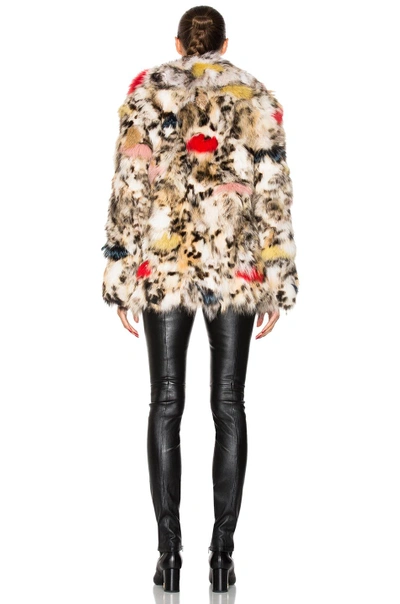 Shop Saint Laurent Leopard Fox Fur Coat In Animal Print,neutral