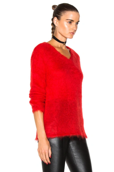 Shop Saint Laurent Mohair Sweater In Red