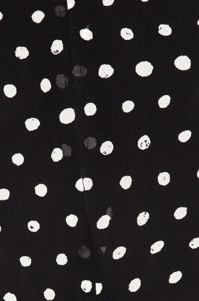 Shop Saint Laurent Plunging Polka Dot Mini Dress In Black,polka Dots