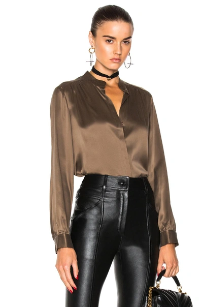 Shop L Agence Bianca Blouse In Pine Bark