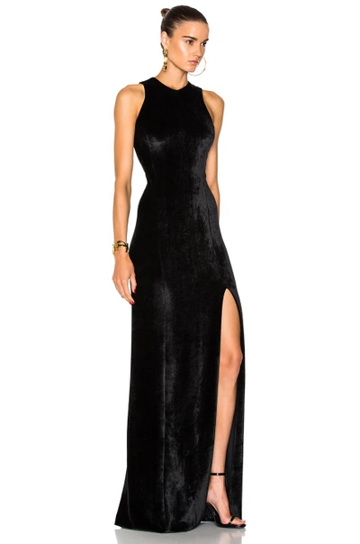 Shop Galvan Velvet Column Dress In Black