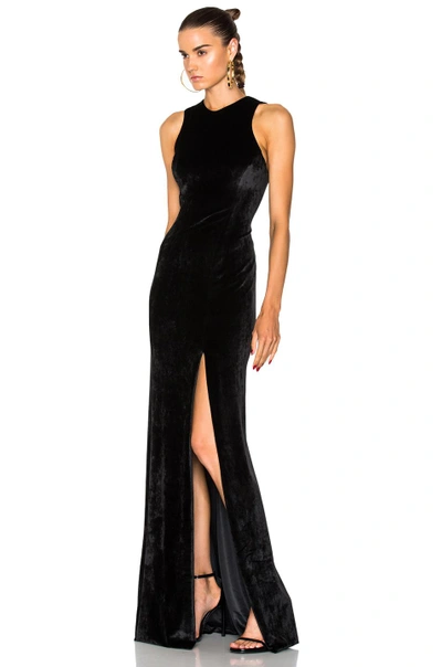 Shop Galvan Velvet Column Dress In Black