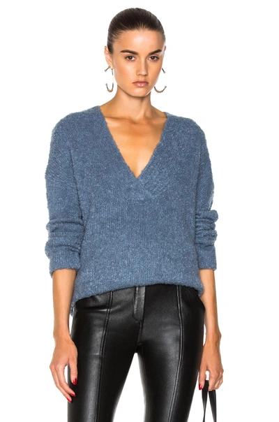 Shop Dion Lee Shearling Boucle Sweater In Blue