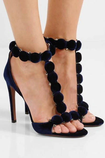Shop Alaïa Bombe Studded Velvet Sandals