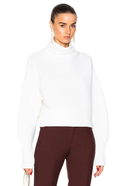 Shop Victoria Victoria Beckham Funnel Neck Sweater In Ivory