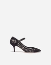 DOLCE & GABBANA 麂皮与蕾丝MARY JANES高跟鞋,CD0829AM2618B956