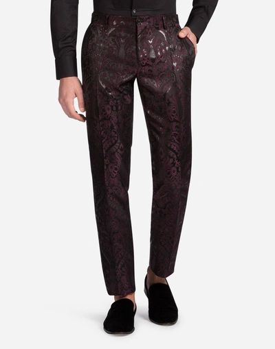 Shop Dolce & Gabbana Three-piece Jacquard Suit In Purple