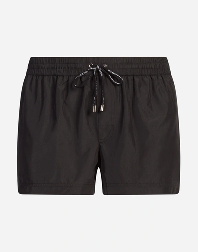 Dolce & Gabbana Mid Swimming Trunks With Pouch Bag In Black