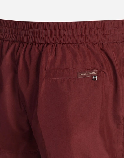 Shop Dolce & Gabbana Short Swimming Trunks With Pouch Bag In Bordeaux