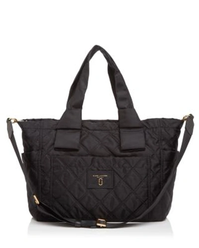 Shop Marc Jacobs Knot Quilted Nylon Diaper Bag In Black/gold