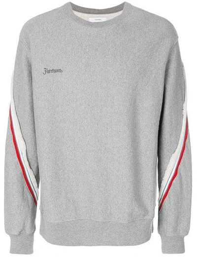 Shop Facetasm Striped Sleeve Sweatshirt - Grey