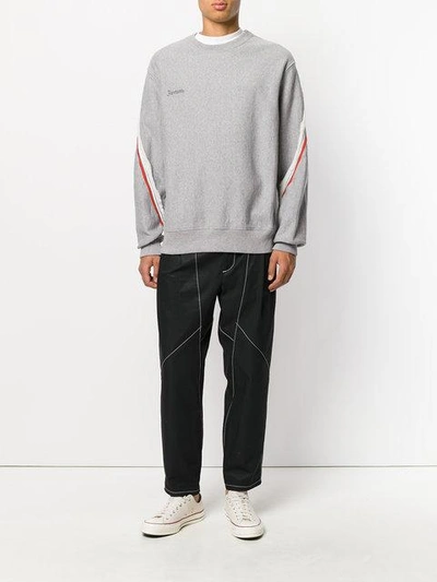 Shop Facetasm Striped Sleeve Sweatshirt - Grey