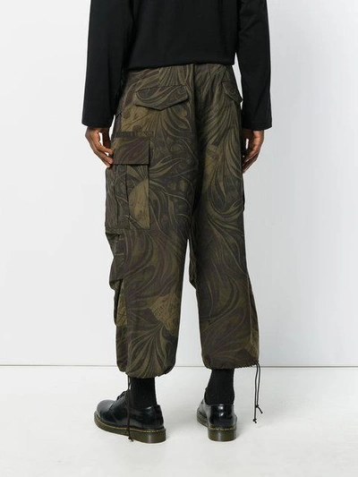 Shop Yohji Yamamoto Army Floral Camouflage Oversized Trousers - Green