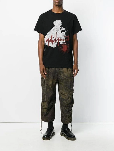 Yohji Yamamoto Printed Samurai Cotton Jersey T-shirt In Black | ModeSens