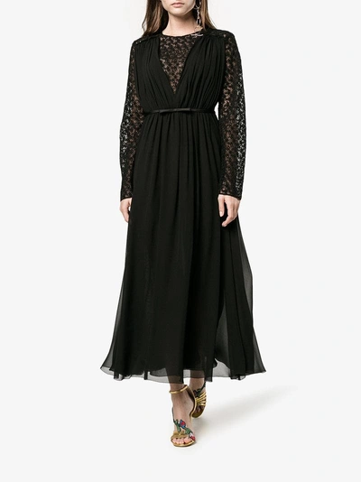 Shop Giambattista Valli Macrame Lace Long Sleeve Dress In Black