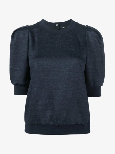 Shop Adam Lippes Short Puff Sleeve Sweatshirt In Blue