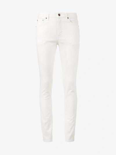 Shop Saint Laurent White Mid Rise Skinny Jeans