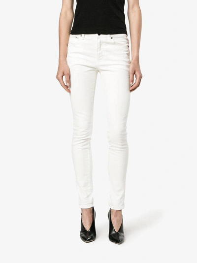 Shop Saint Laurent White Mid Rise Skinny Jeans