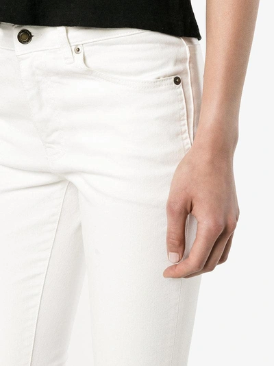 Shop Saint Laurent White Mid Rise Skinny Jeans