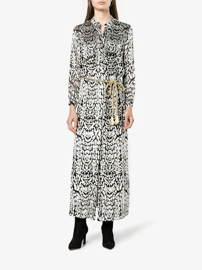 Shop Adam Lippes Long Leopard Print Shirt Dress In Black