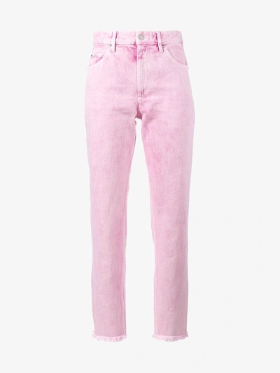 Shop Isabel Marant Étoile Jeans Mit Aufgerautem Saum In Pink/purple